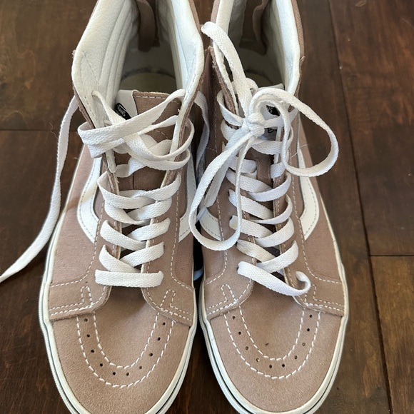 Vans Women's Tan and White High-Top Sneakers - Picture 1 of 4
